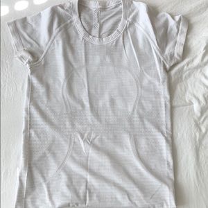 White lulu workout top